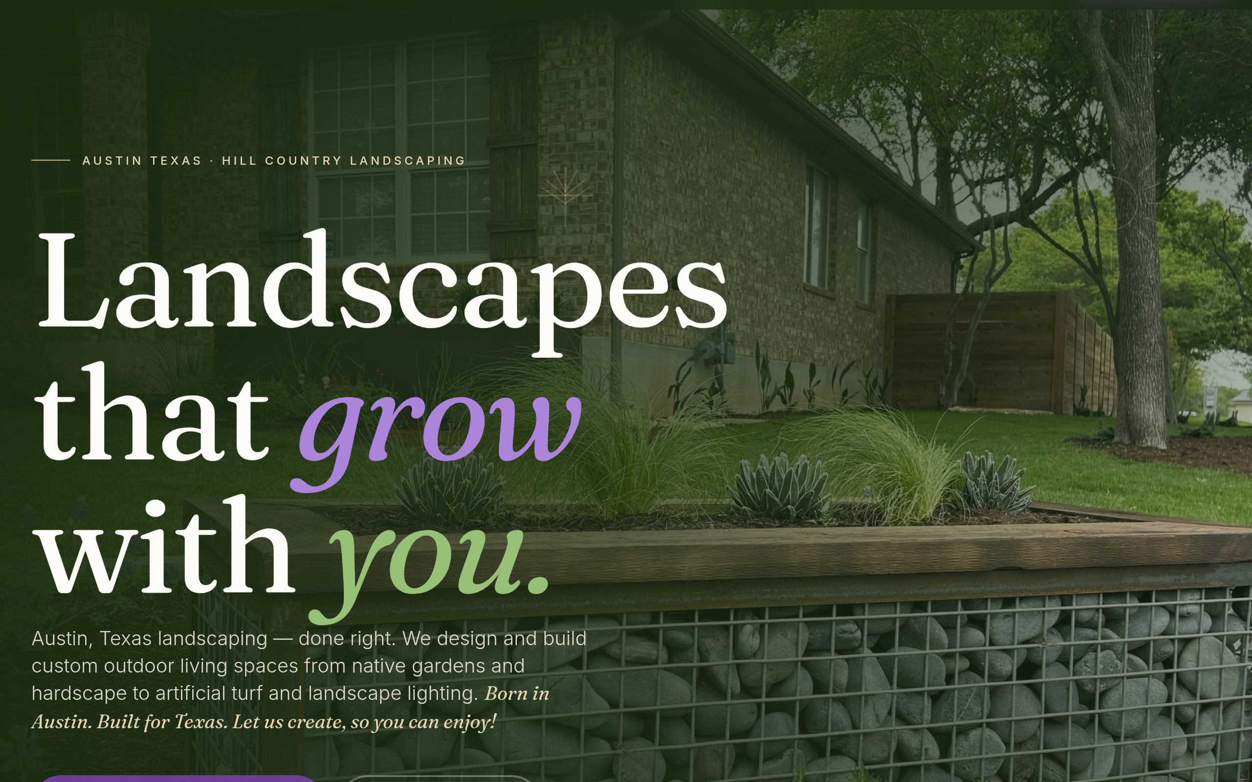 Austin Creative Landscaping website screenshot
