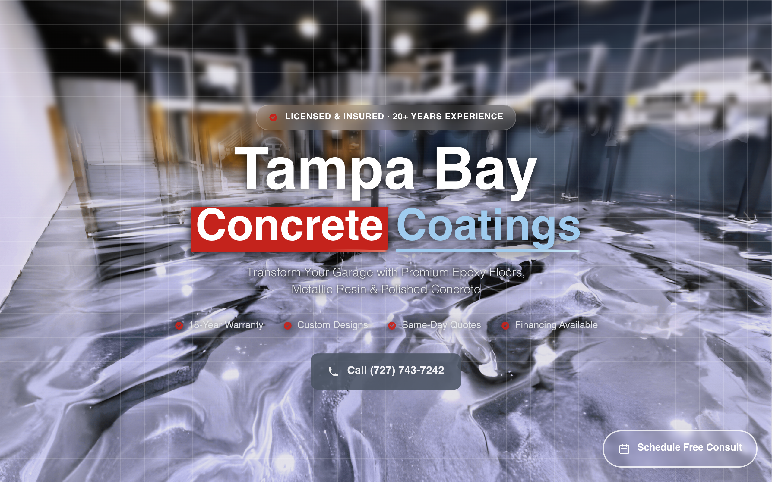 Tampa Bay Concrete Coatings website screenshot
